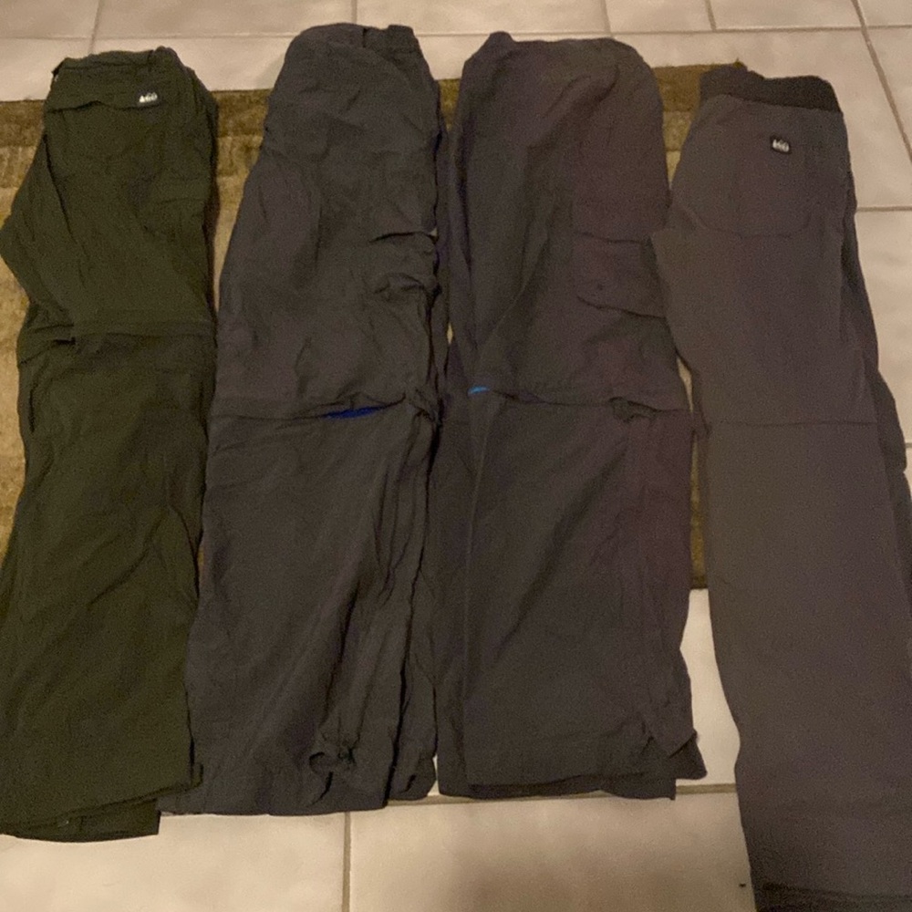 REI boys 10/12 grey pants- three are convertible pants.